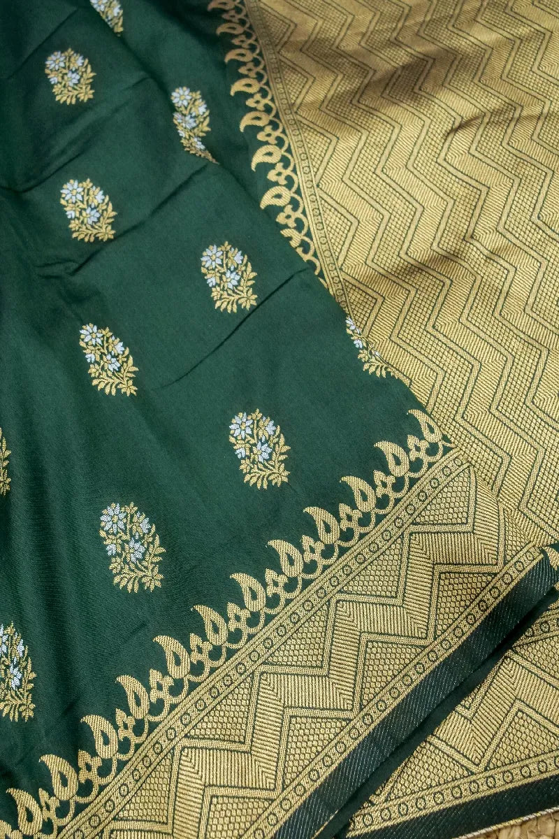 DARK GREEN COLOR BANARASI SILK SAREE