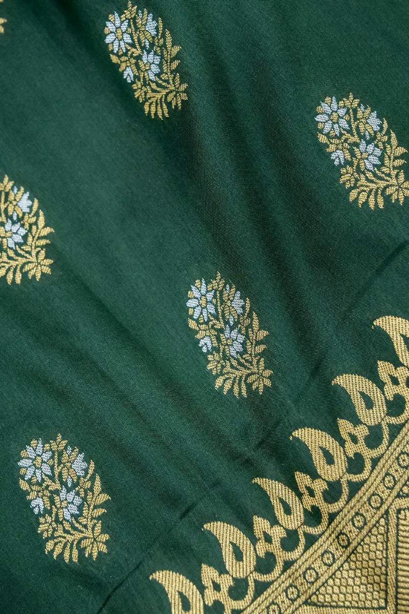 DARK GREEN COLOR BANARASI SILK SAREE