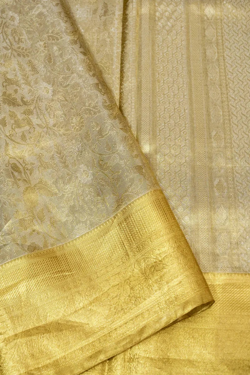 PURE HANDLOOM ZARI GOLDEN COLOR KANCHIPURAM SILK SAREE
