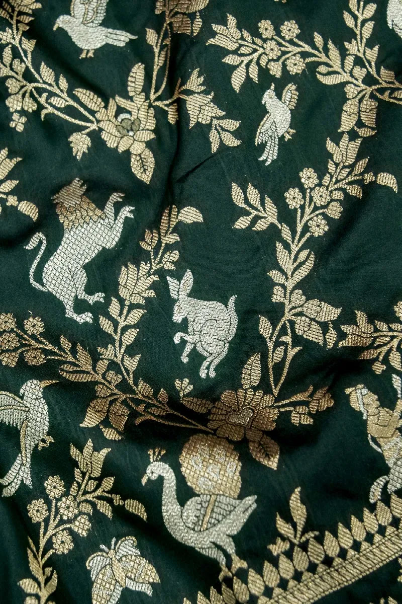 DARK GREEN COLOR BANARASI SILK SAREE