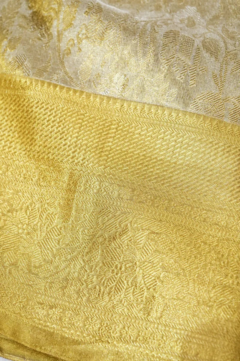 PURE HANDLOOM ZARI GOLDEN COLOR KANCHIPURAM SILK SAREE