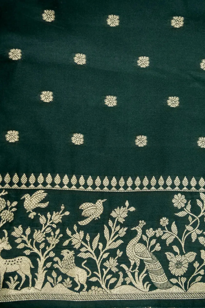 DARK GREEN COLOR BANARASI SILK SAREE