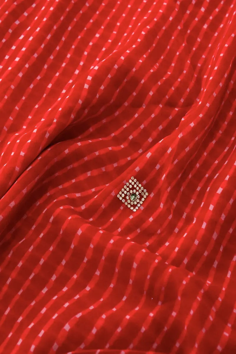 RED COLOR CHIFFON LEHERIYA PRINT SAREE