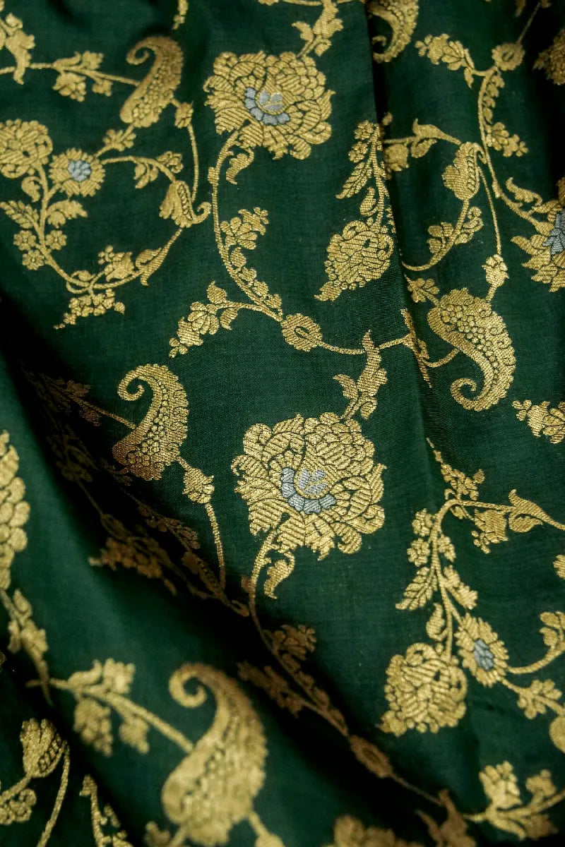 DARK GREEN COLOR BANARASI SILK SAREE