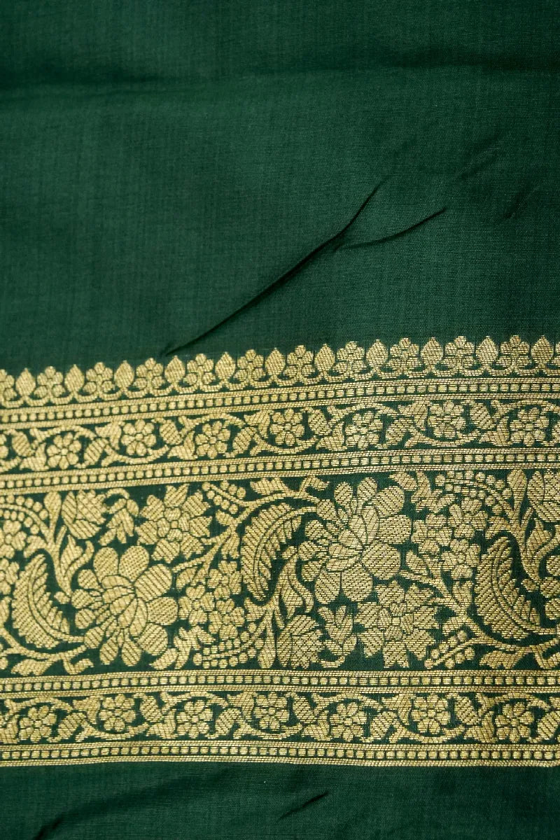 DARK GREEN COLOR BANARASI SILK SAREE