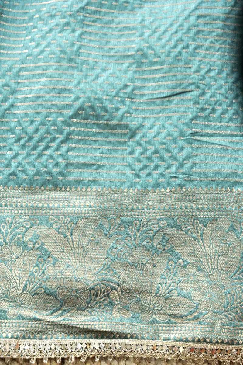 AQUA BLUE COLOR DOLA SILK SAREE