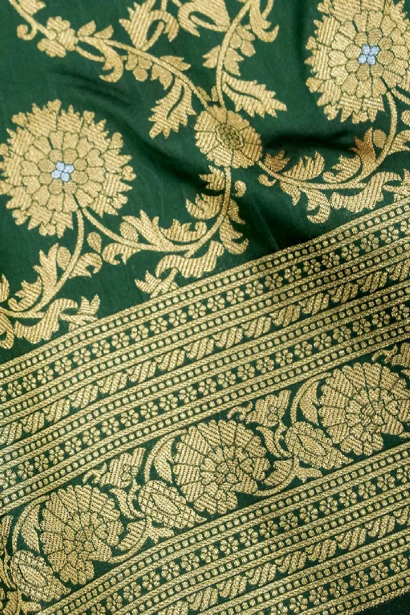 DARK GREEN COLOR BANARASI SILK SAREE