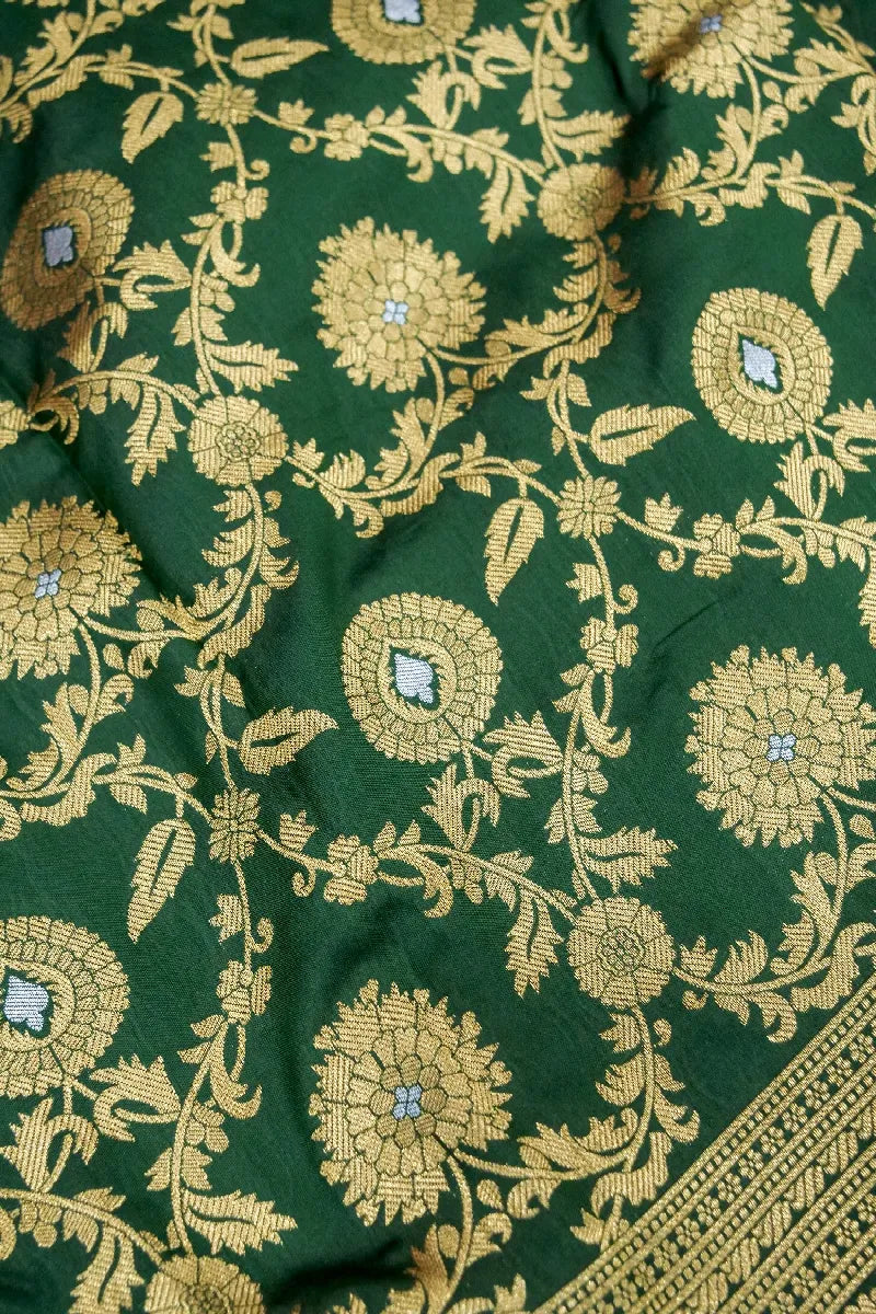 DARK GREEN COLOR BANARASI SILK SAREE