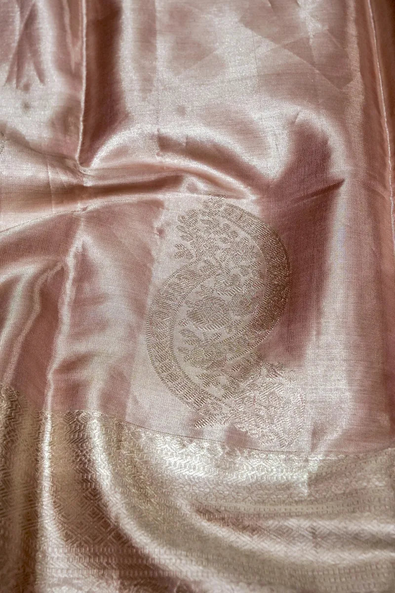 PURE HANDLOOM PEACH COLOR KANCHIPURAM SILK SAREE