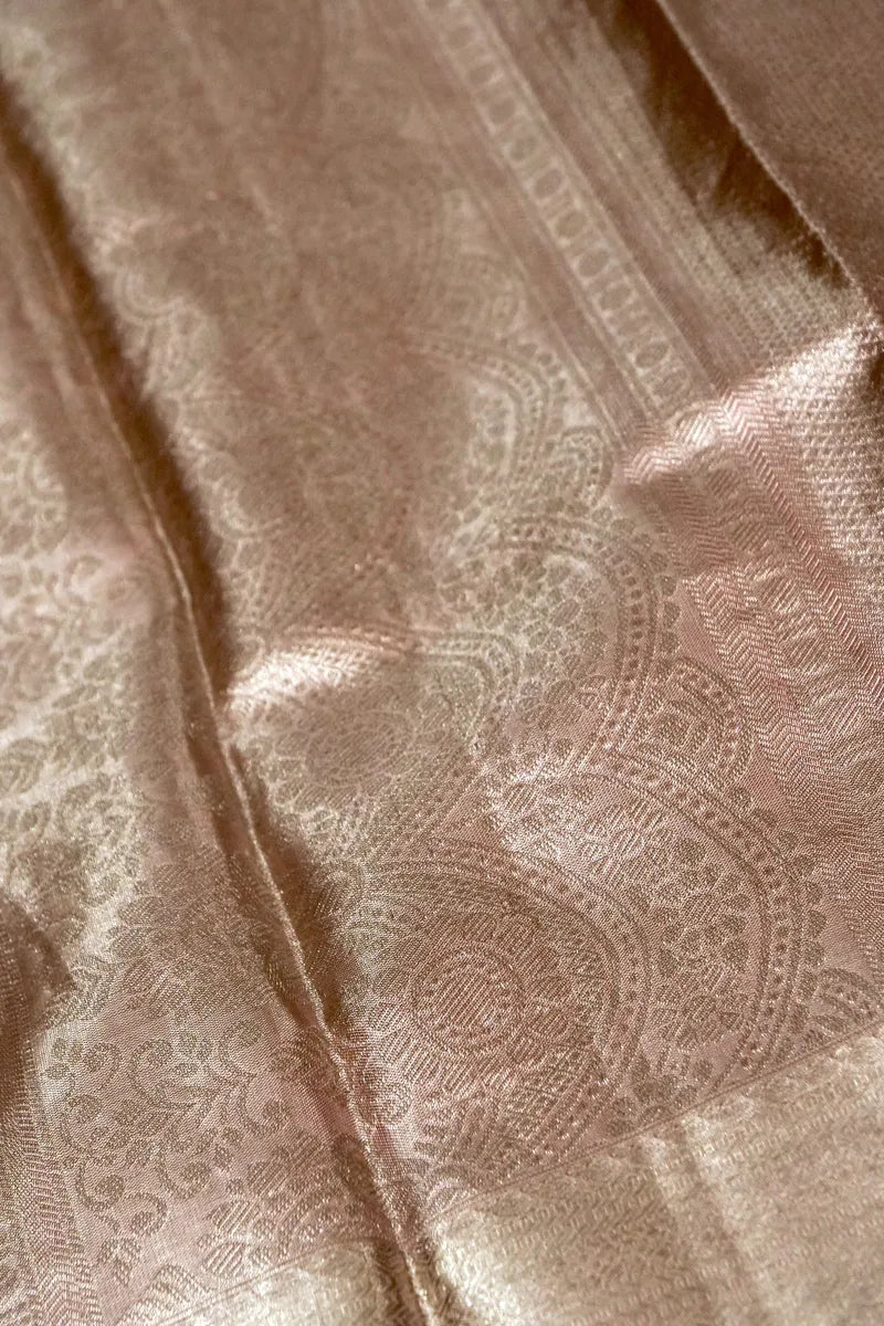 PURE HANDLOOM PEACH COLOR KANCHIPURAM SILK SAREE