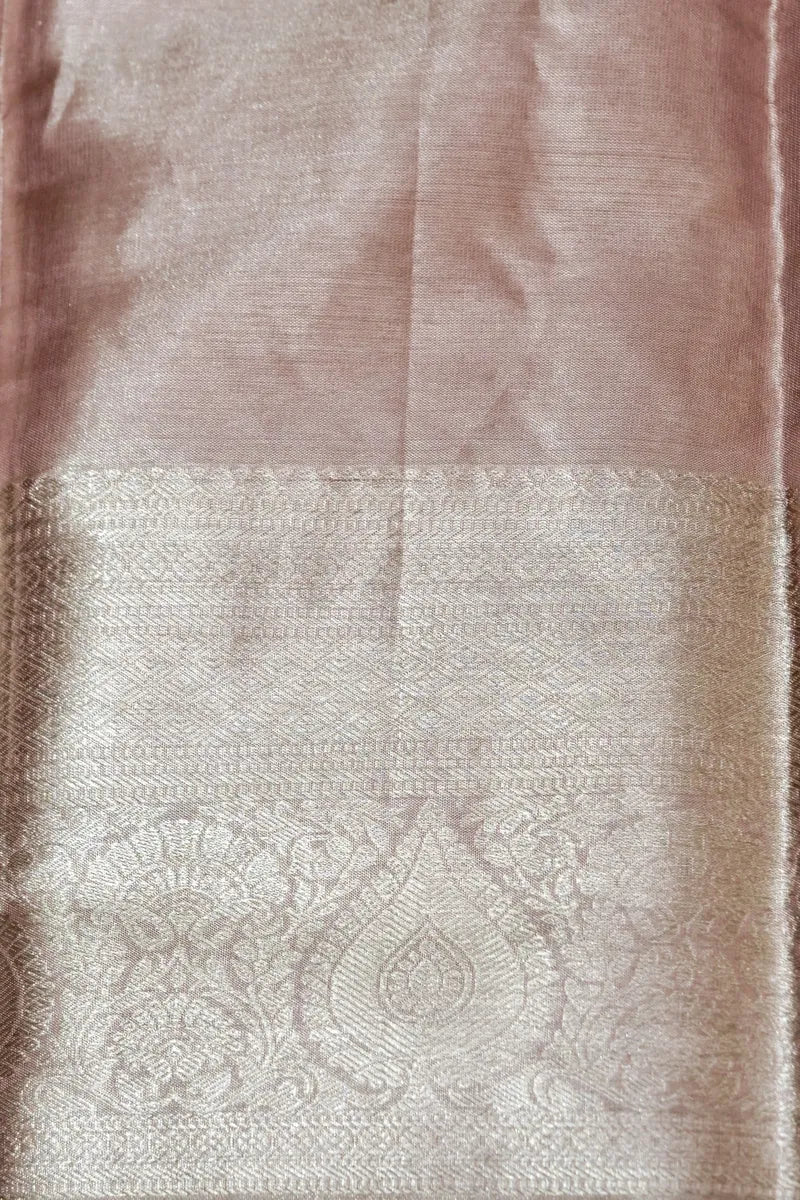 PURE HANDLOOM PEACH COLOR KANCHIPURAM SILK SAREE