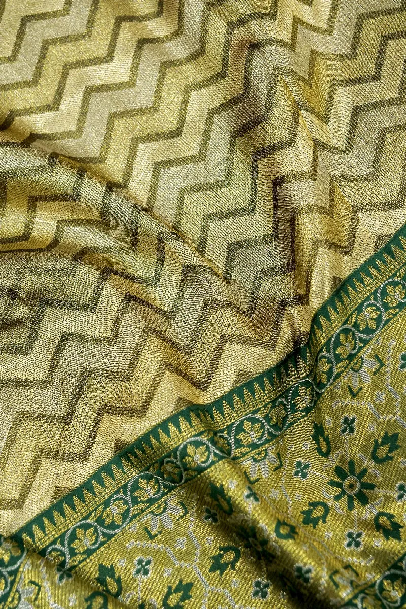 GOLDEN WITH GREEN COLOR BANARASI SILK SAREE