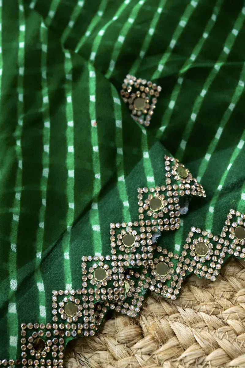 GREEN COLOR CHIFFON LEHERIYA PRINT SAREE