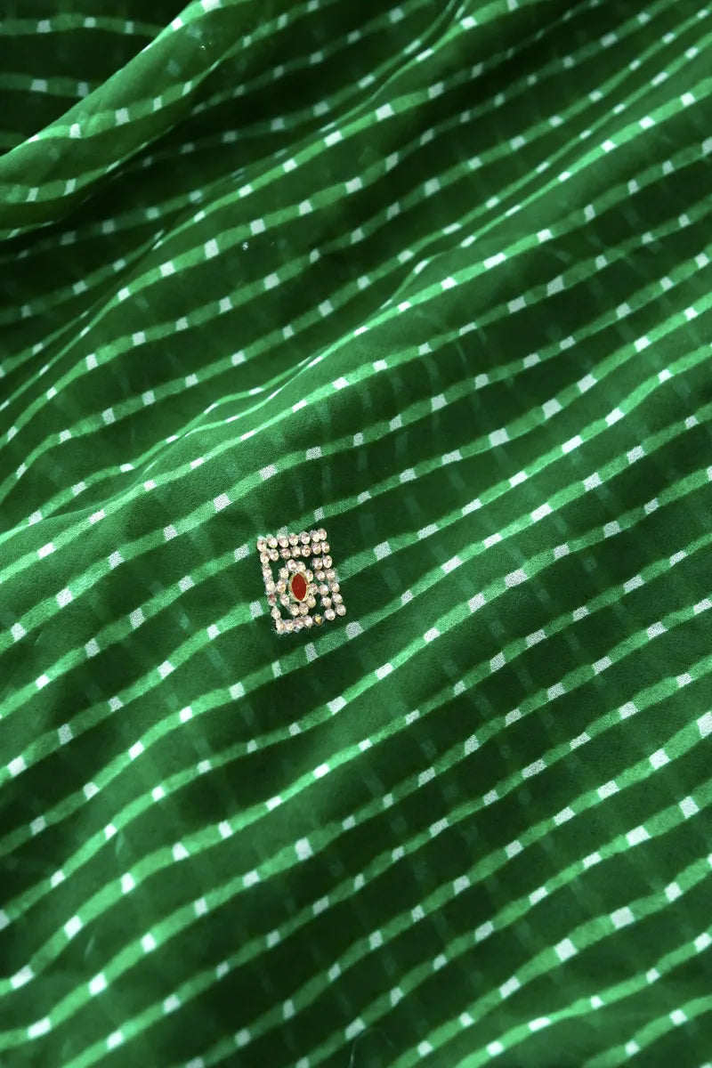 GREEN COLOR CHIFFON LEHERIYA PRINT SAREE