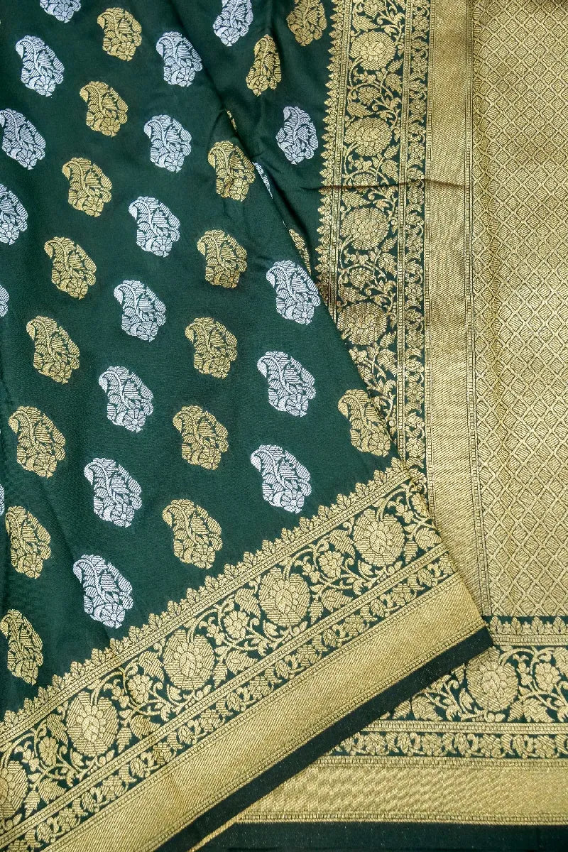 DARK GREEN COLOR BANARASI SILK SAREE