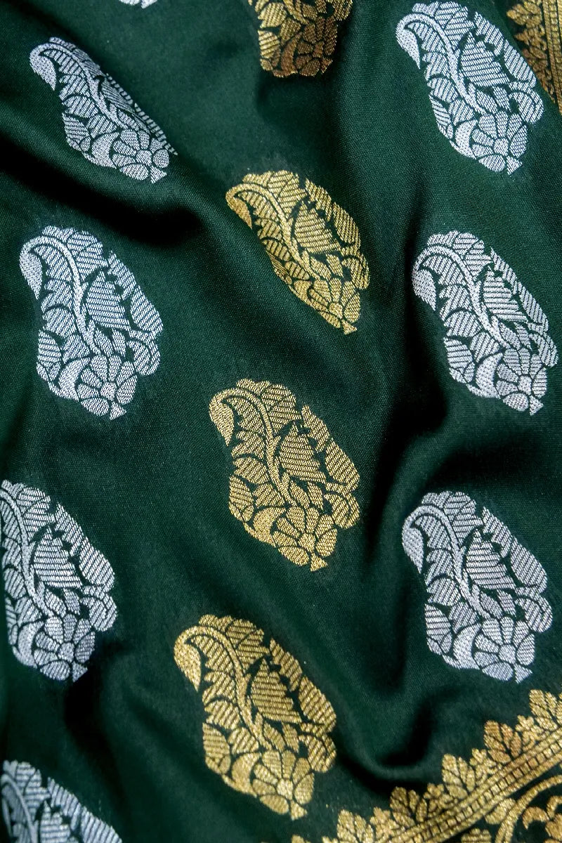 DARK GREEN COLOR BANARASI SILK SAREE