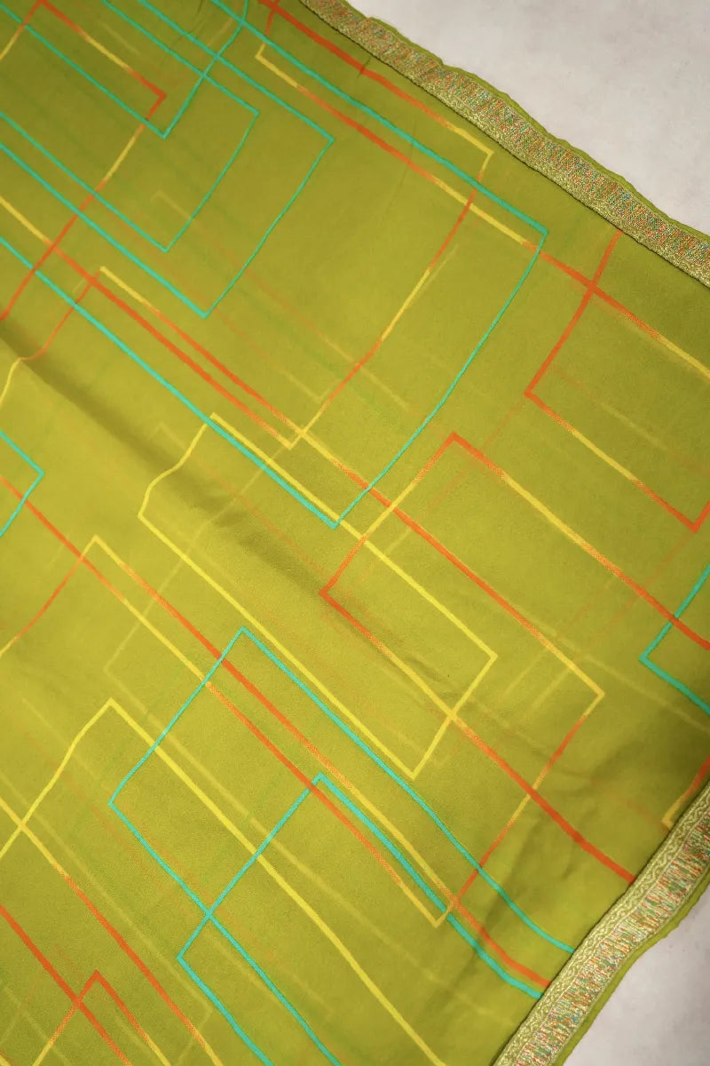 MEHENDI GREEN COLOR CHIFFON SAREE