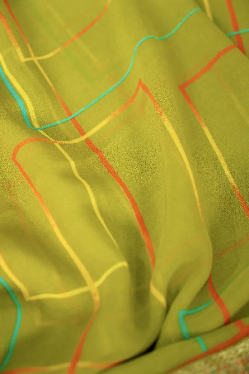 MEHENDI GREEN COLOR CHIFFON SAREE