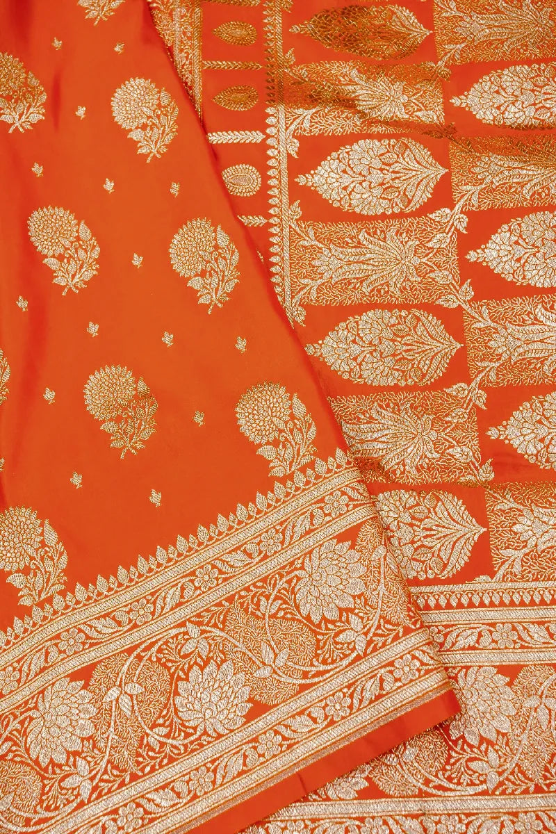 ORANGE COLOR BANARASI SILK SAREE