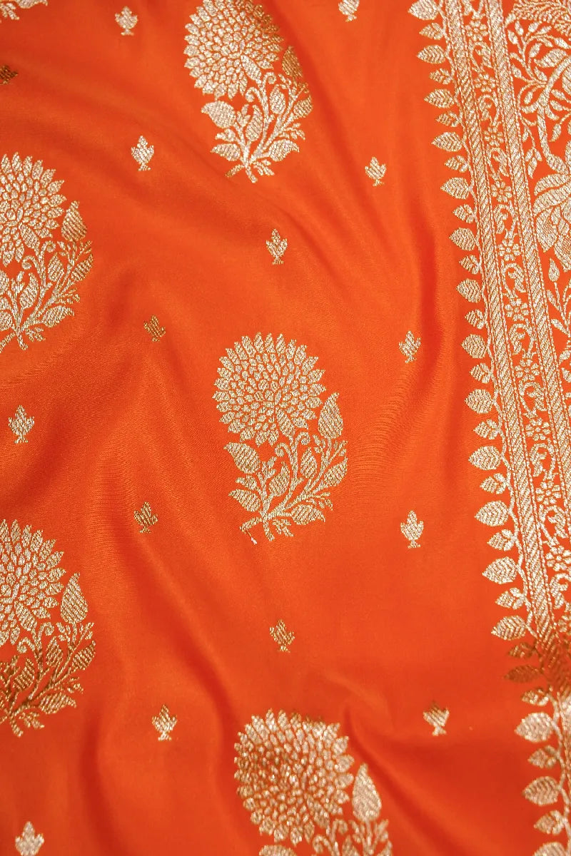 ORANGE COLOR BANARASI SILK SAREE