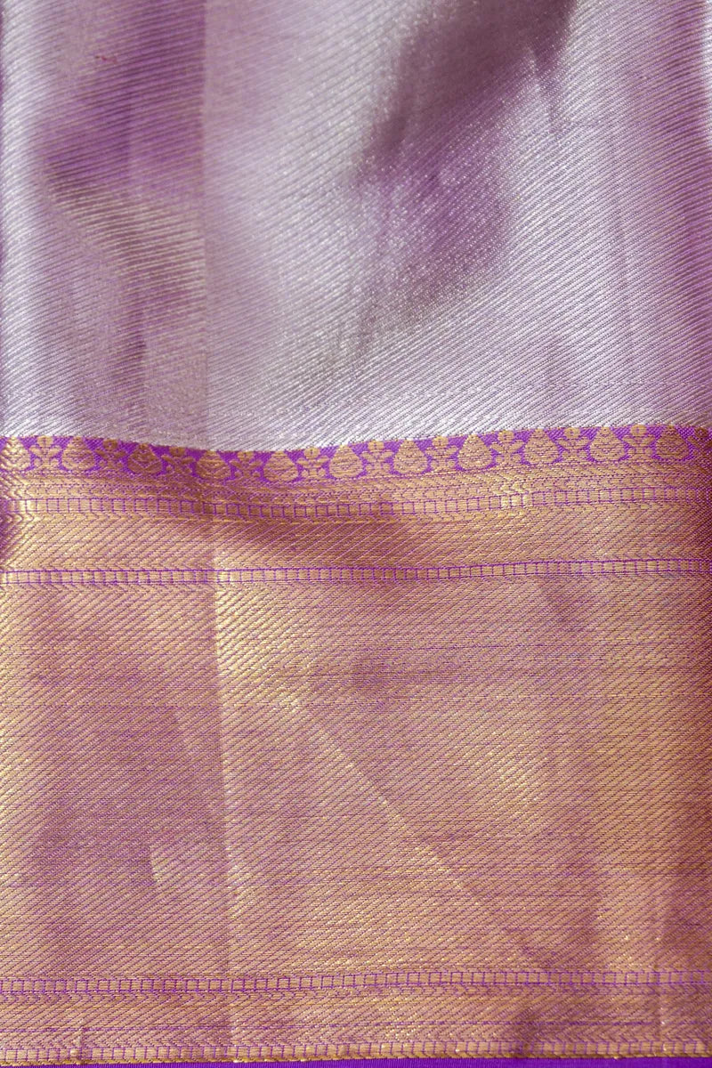 PURE HANDLOOM GREY COLOR KANCHIPURAM SILK SAREE