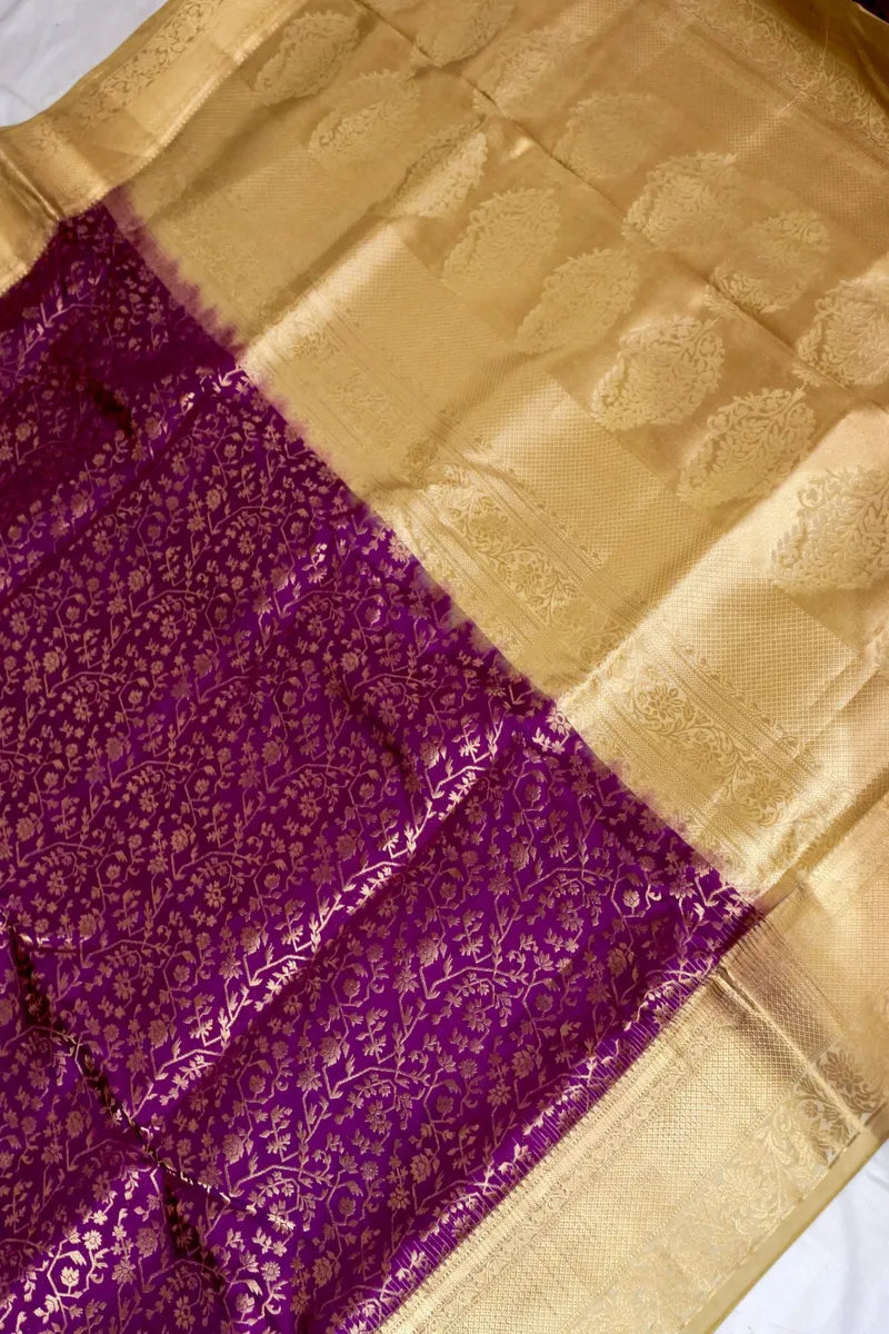 PURE HANDLOOM PURPLE COLOR KANCHIPURAM SILK SAREE
