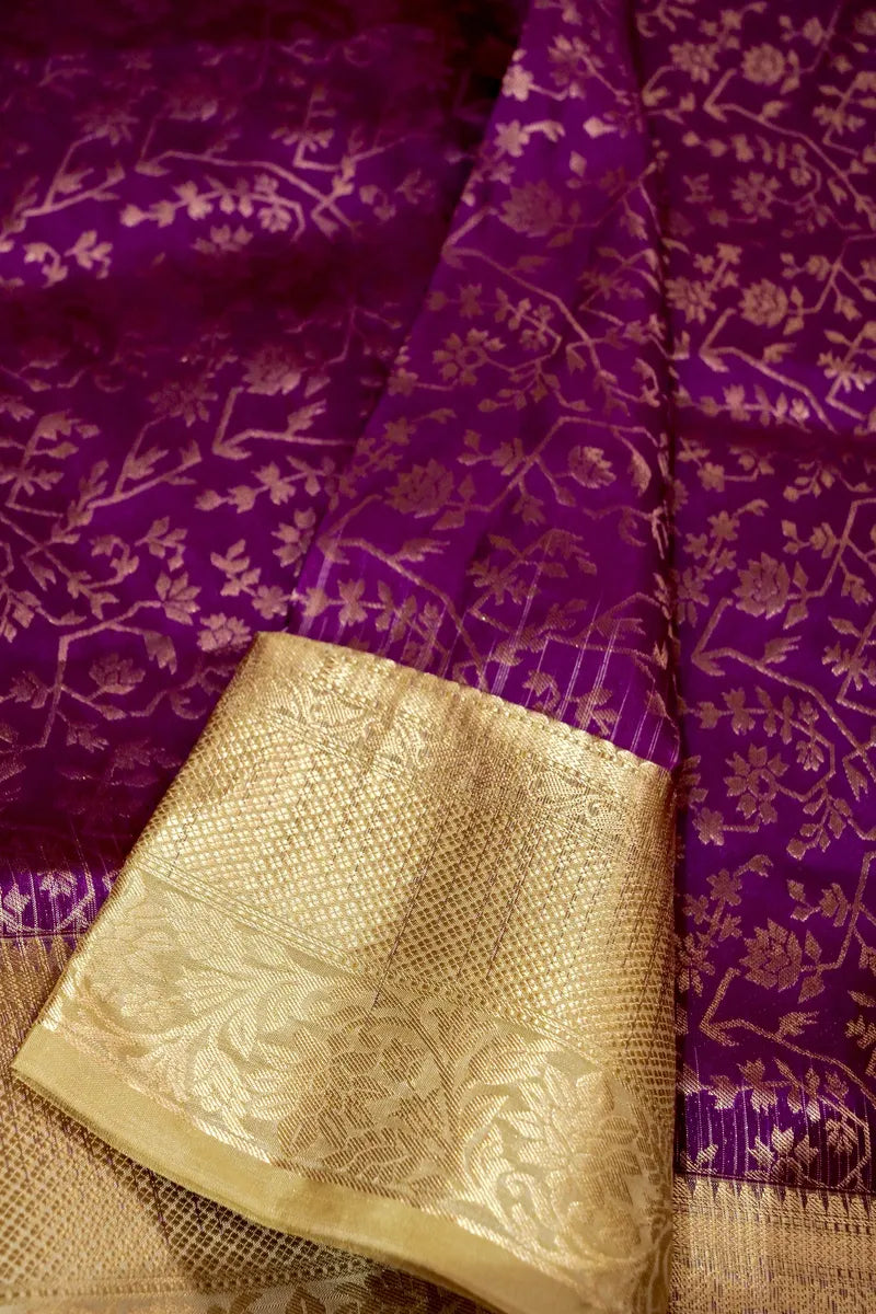 PURE HANDLOOM PURPLE COLOR KANCHIPURAM SILK SAREE