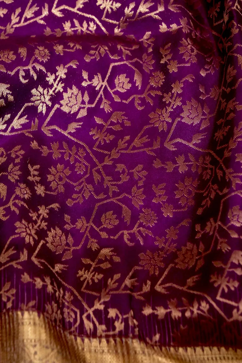 PURE HANDLOOM PURPLE COLOR KANCHIPURAM SILK SAREE