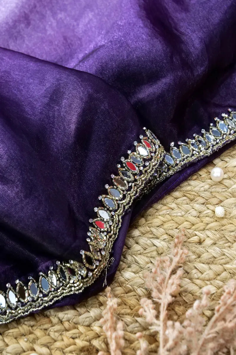 PURPLE COLOR DUAL SHADE COLOR CREPE SILK SAREE