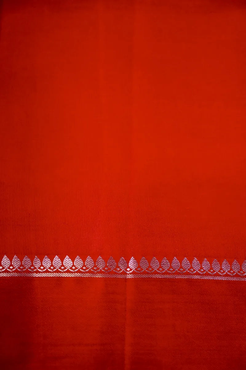 CREME WITH RED COLOR PURE MANGO SILK SAREE