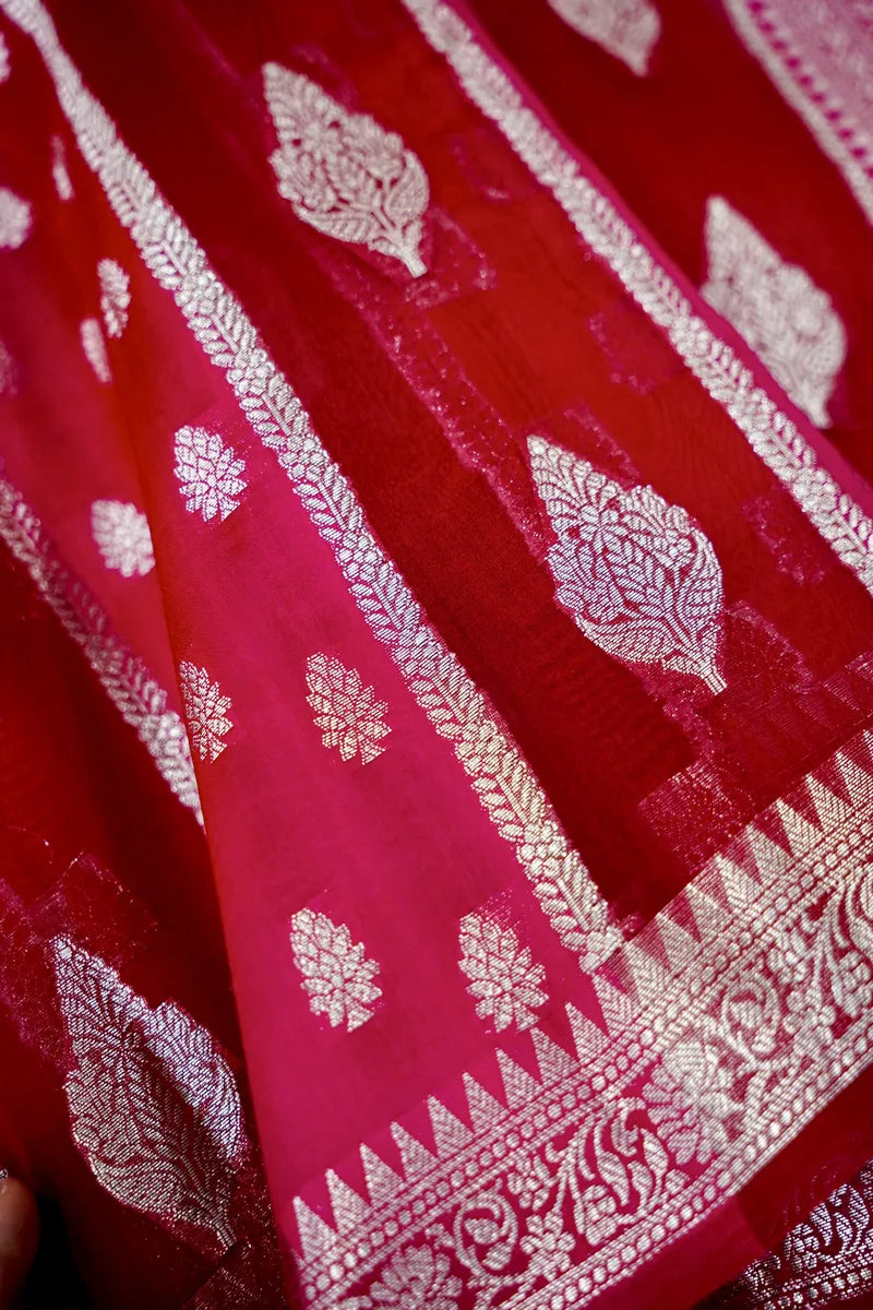 DARK PINK COLOR PURE MANGO SILK SAREE