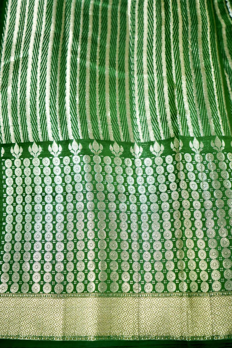 BOTTLE GREEN COLOR PURE DUPIAN SILK SAREE