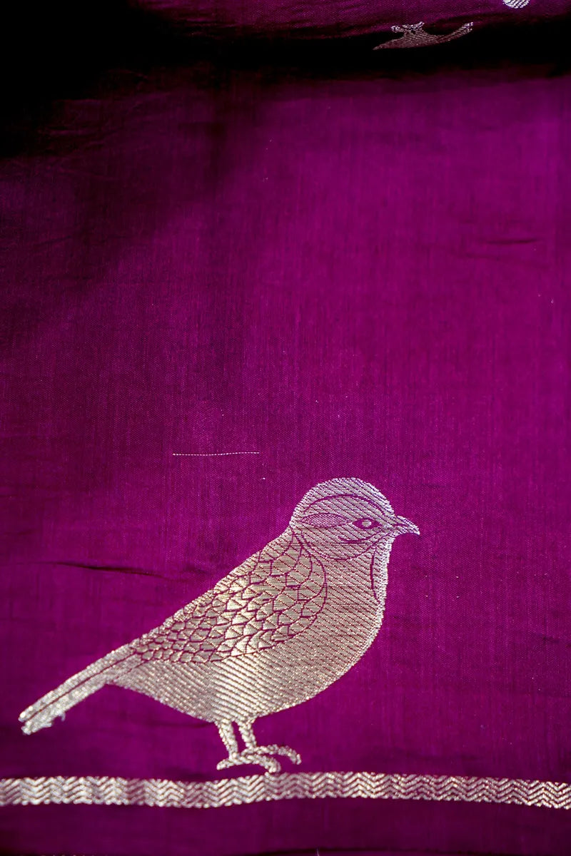 WINE COLOR PURE CHINIYA SILK SAREE