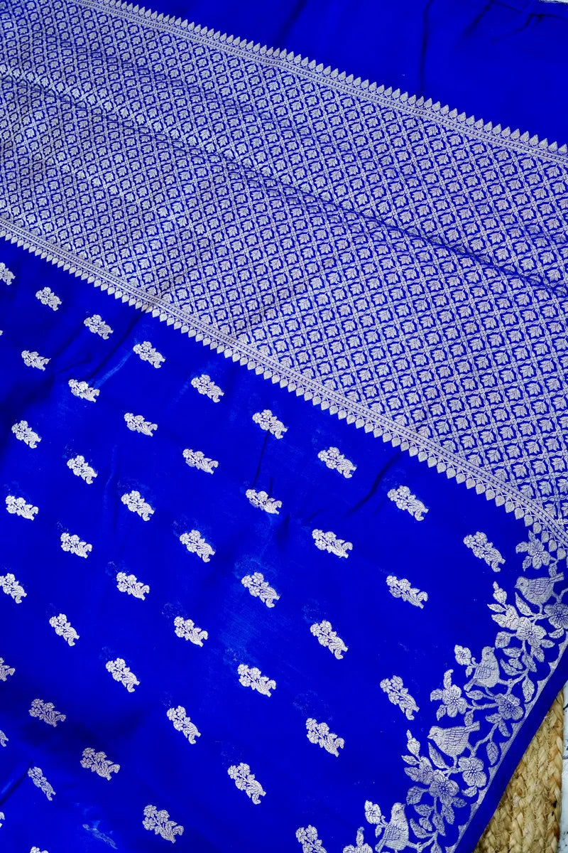 BLUE COLOR PURE CHINIYA SILK SAREE