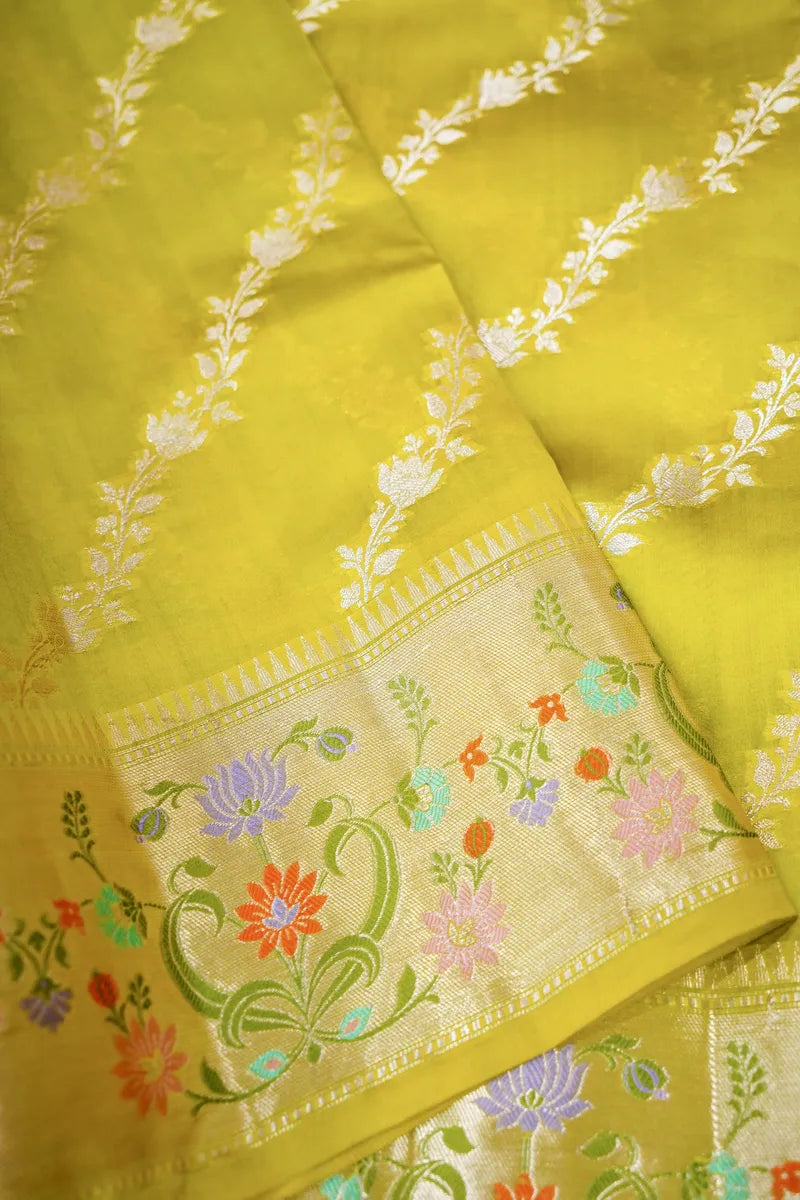 MUSTARD YELLOW COLOR PURE DUPIAN SILK SAREE