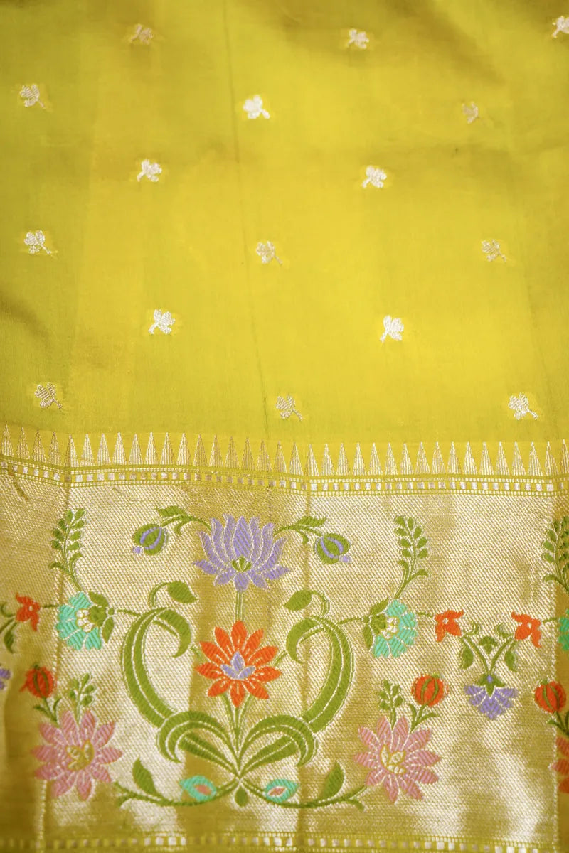MUSTARD YELLOW COLOR PURE DUPIAN SILK SAREE