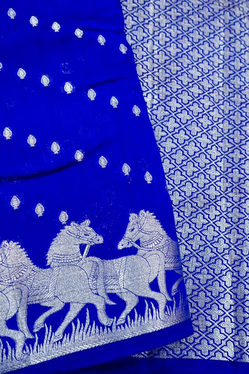 NEVY BLUE COLOR PURE CHINIYA SILK SAREE