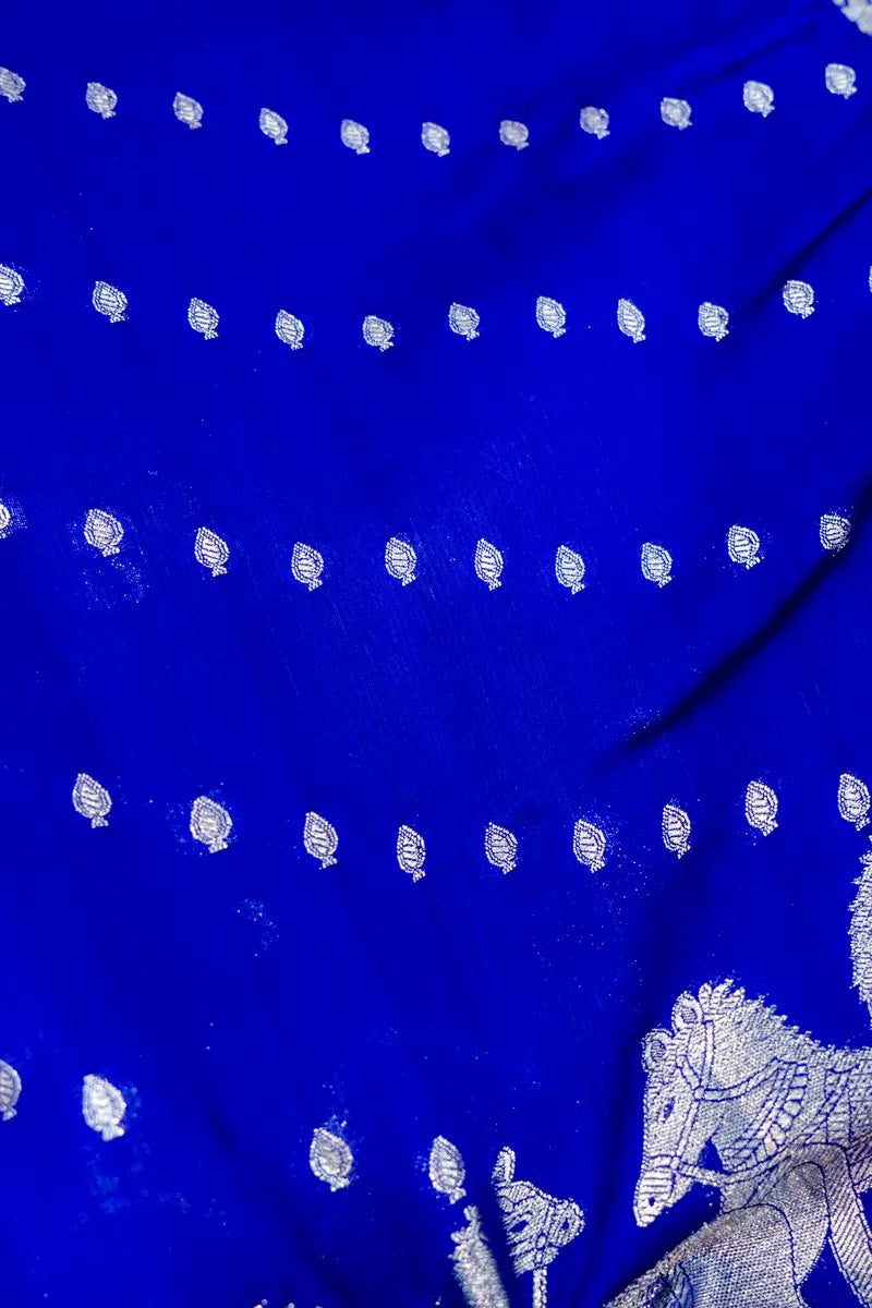 NEVY BLUE COLOR PURE CHINIYA SILK SAREE