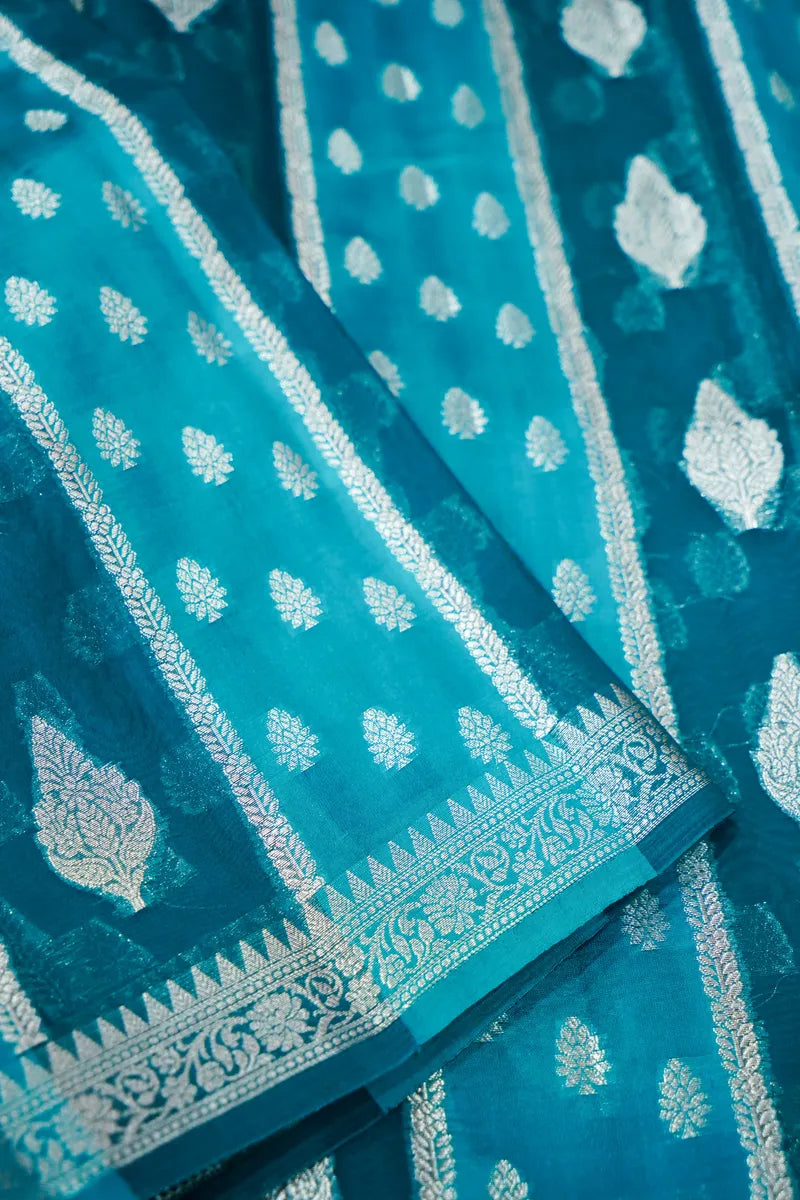RAMA GREEN COLOR PURE MANGO SILK SAREE