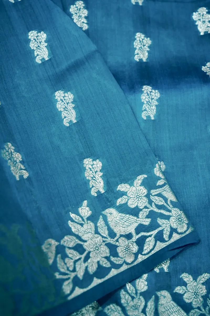RAMA GREEN COLOR PURE CHINIYA SILK SAREE