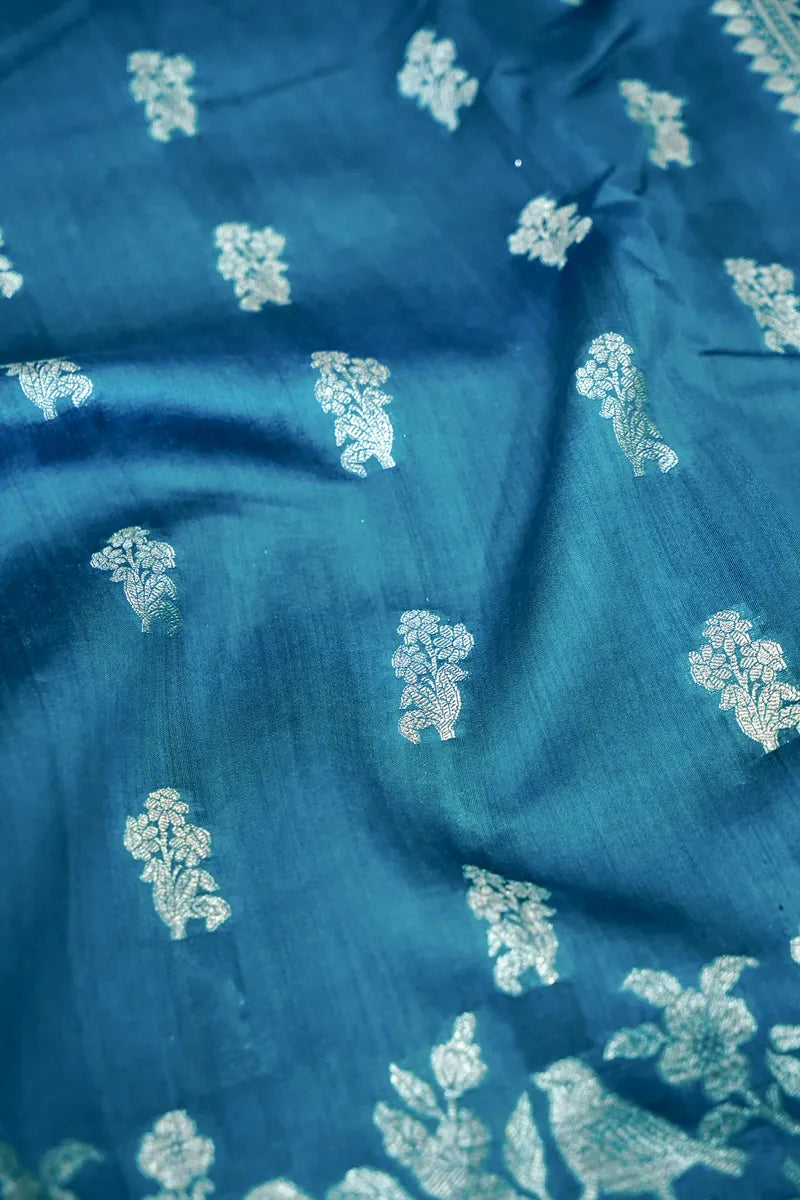 RAMA GREEN COLOR PURE CHINIYA SILK SAREE