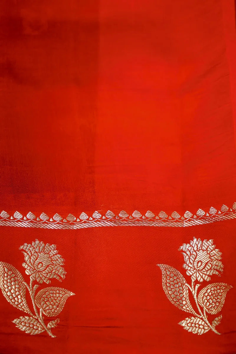 BLACK WITH RED COLOR PURE DUPIAN SILK SAREE