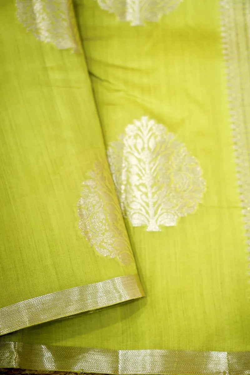 PISTA COLOR PURE CHINIYA SILK SAREE