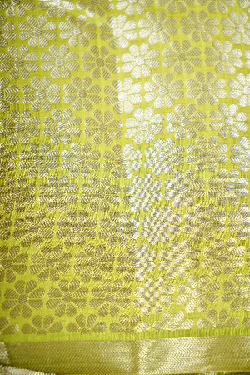 PISTA COLOR PURE CHINIYA SILK SAREE