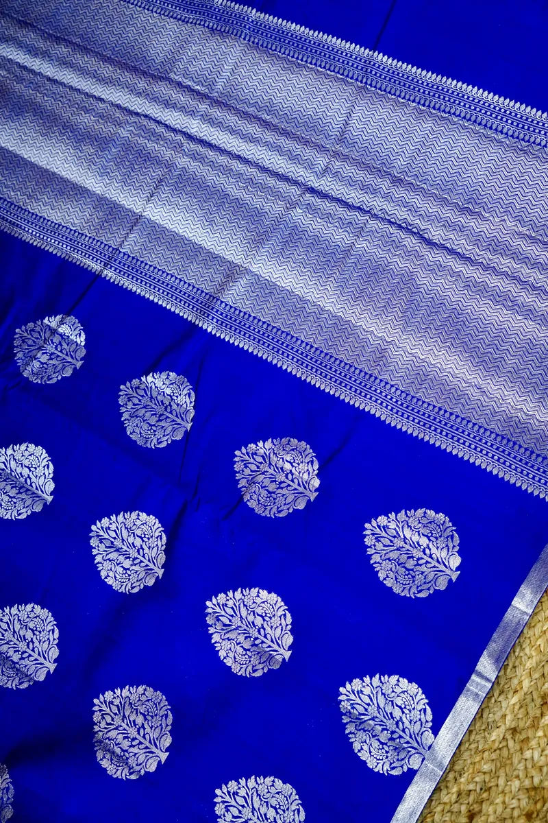PERSIAN BLUE COLOR PURE CHINIYA SILK SAREE