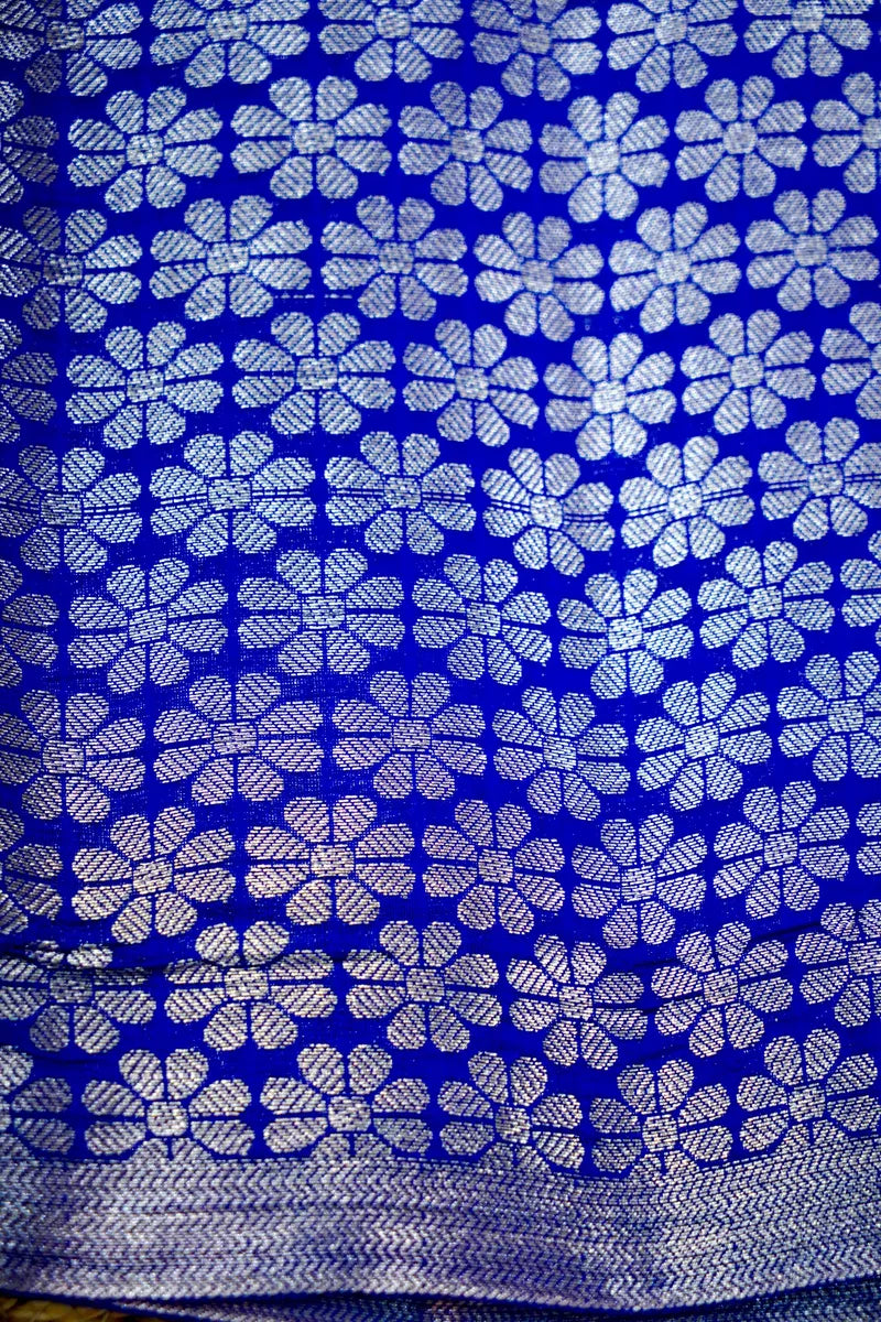 PERSIAN BLUE COLOR PURE CHINIYA SILK SAREE