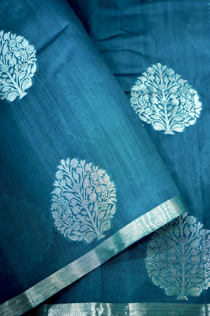 RAMA GREEN COLOR PURE CHINIYA SILK SAREE