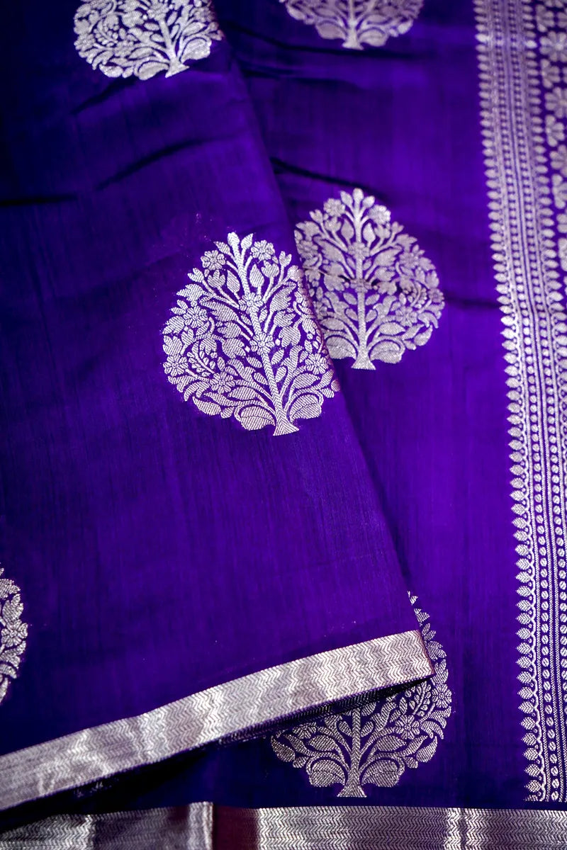PURPLE COLOR PURE CHINIYA SILK SAREE
