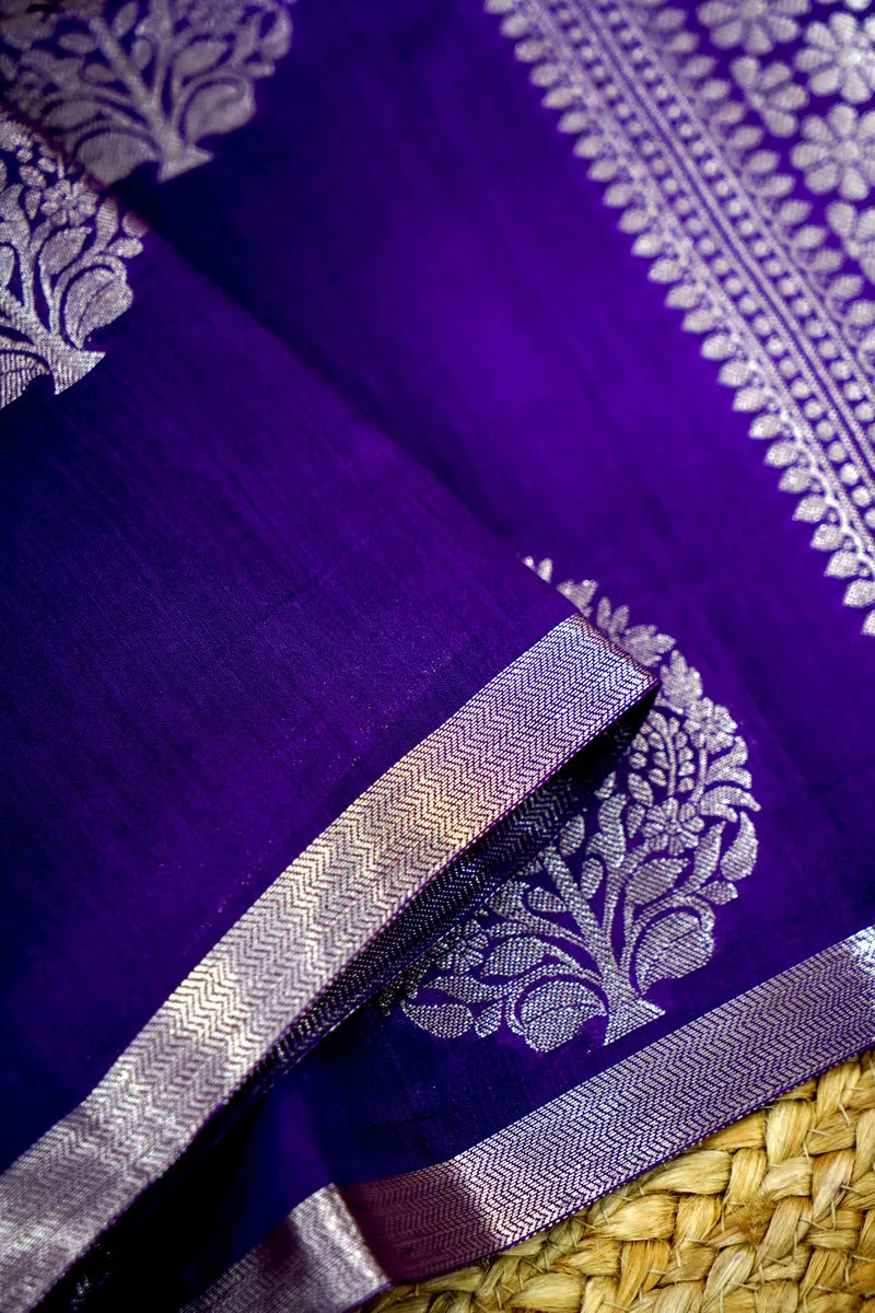 PURPLE COLOR PURE CHINIYA SILK SAREE