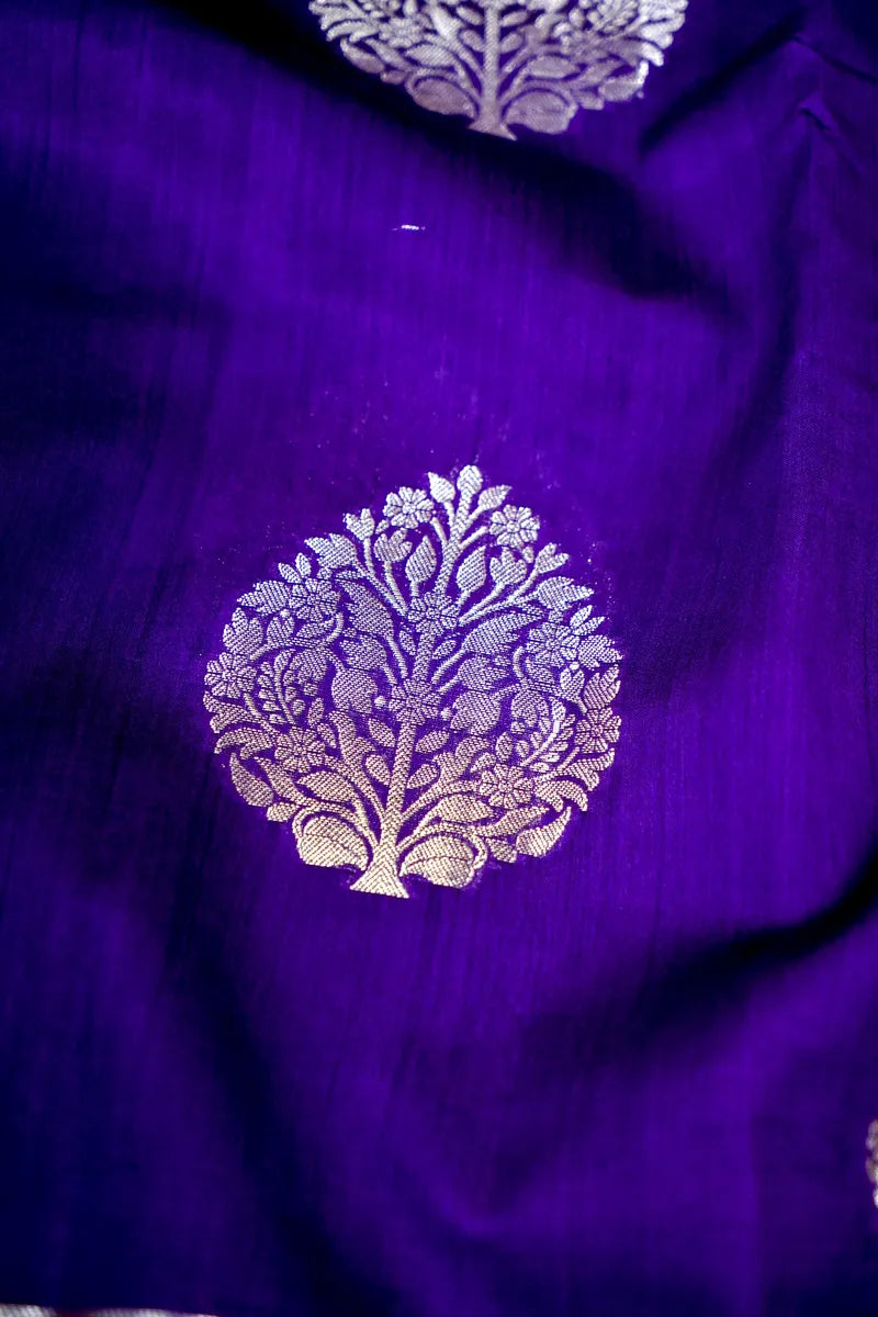 PURPLE COLOR PURE CHINIYA SILK SAREE
